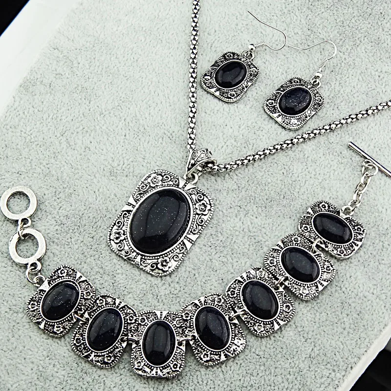 Комплект женских ювелирных украшений браслет и ожерелье серебро 3 шт. | Украшения