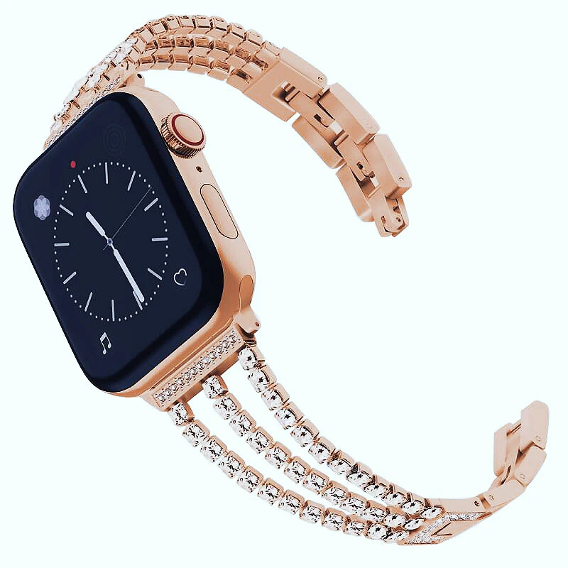 JANSIN женский бриллиантовый ремешок для часов Apple Watch 38 мм 42 мм 40 мм 44 мм iWatch серия 5 4 3 ремешок из нержавеющей стали спортивный браслет