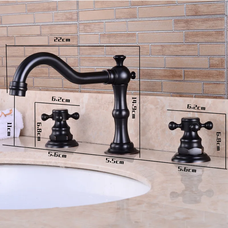 

Bathroom Basin Faucet Total Brass Sink Mixer Tap Hot & Cold Bathroom Crane Deck Mounted Widespread Faucet Black/Antique/Chrome