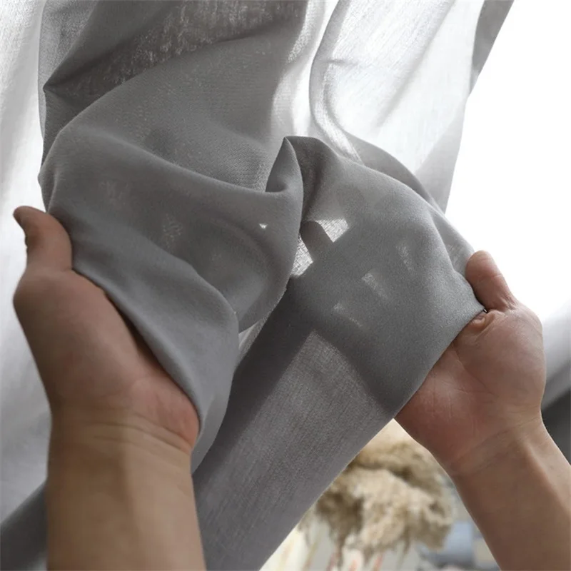 Gray Tulle Современные плотные льняные хлопковые прозрачные Занавески s для гостиной, спальни, кухни, оконные обработанные готовые белые вуалевые занавески M047#4 - Цвет: Gray Tulle