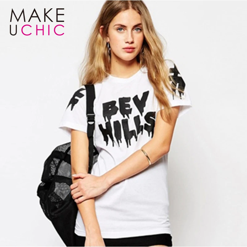 MAKEUCHIC 2017 Summer T shirt Women Fashion O Neck Letter Print Boyfriend Wind Shirts Female Short Sleeve Basic Casual Tees|casual tee|fashion