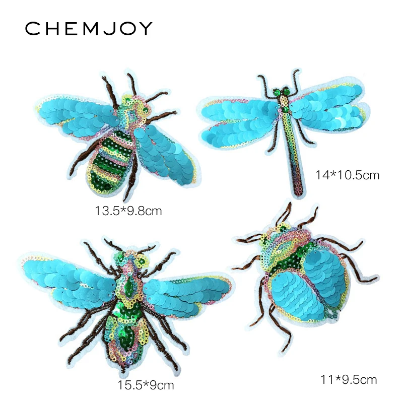 Набор из 4 Божья коровка пчела блестки патч для одежды приклеивающиеся утюгом
