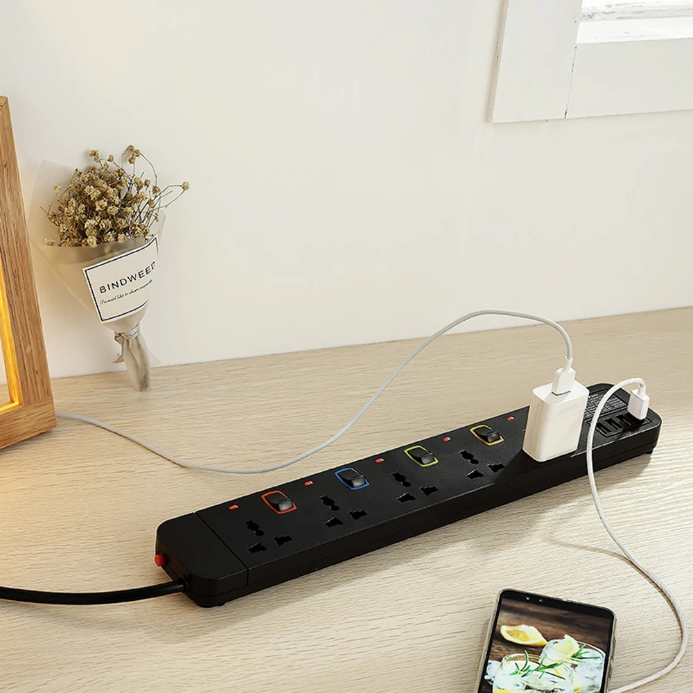 Сетевой фильтр 2/3/5/AC, универсальные розетки, розетка с USB, индивидуальный переключатель 3 м/9,8 Фута, медный удлинитель