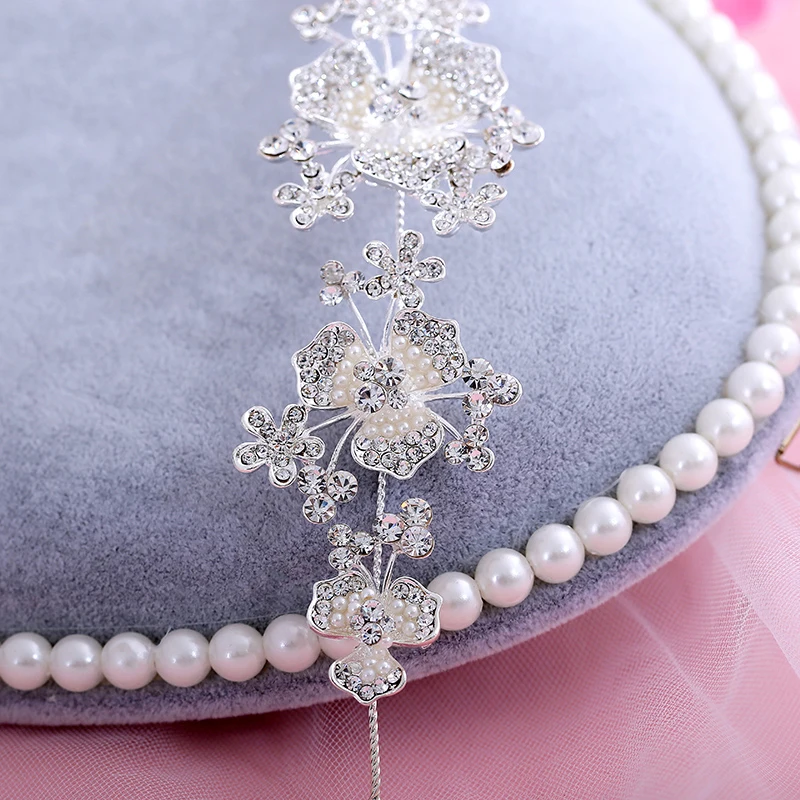 Шарм Цветок Наборы свадебных ювелирных изделий горный хрусталь Имитация Перл