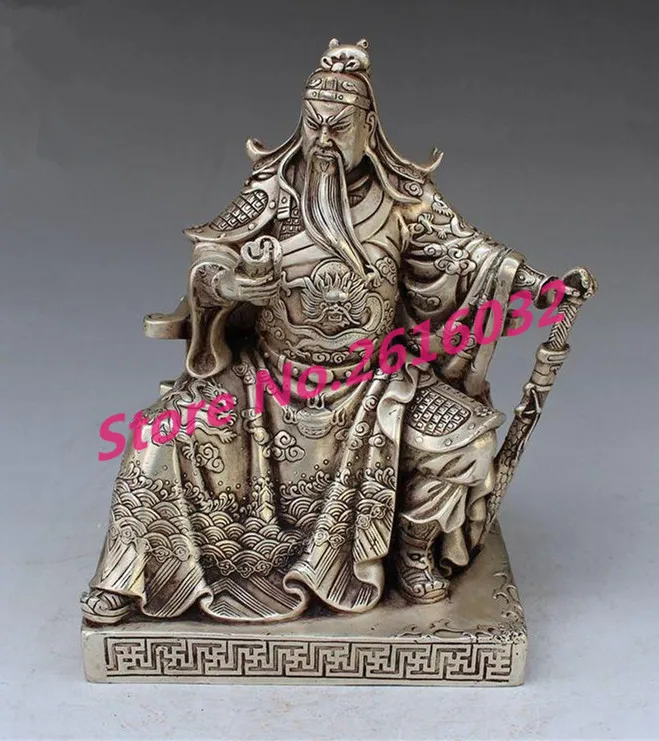 

Collectible Decorated Handwork Tibet Silver Guan gong guan yu statue family decoration gift metal handicraft Statue