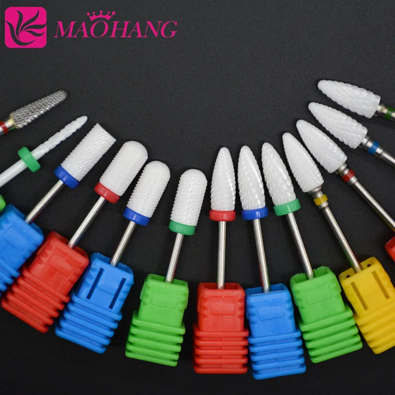 MAOHANG 13 Type Ceramic Nail Drill Bits Manicure Machine Accessories Rotary Electric Nail Files Manicure Cutter Nail Art