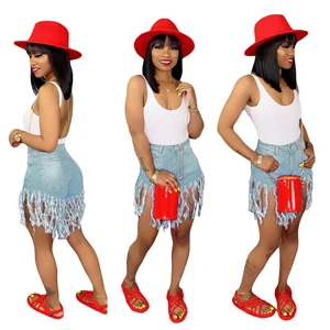light blue shorts Adogirl/джинсовые шорты размера плюс S-3XL, однотонные джинсовые шорты с бахромой, женские летние повседневные Прямые модные брюки - Цвет: light blue shorts