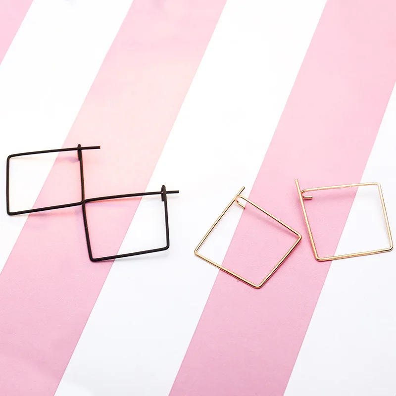 Серьги-кольца женские квадратные Простые Модные украшения для ушей золотистые