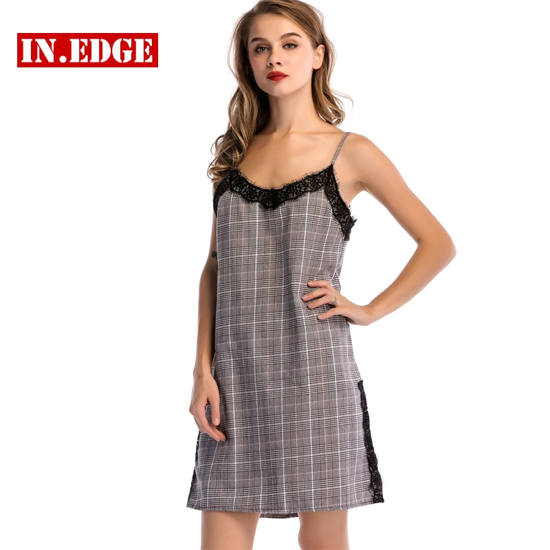 Сексуальные вечерние платья женские летние Спагетти ремень клетчатые шифоновые