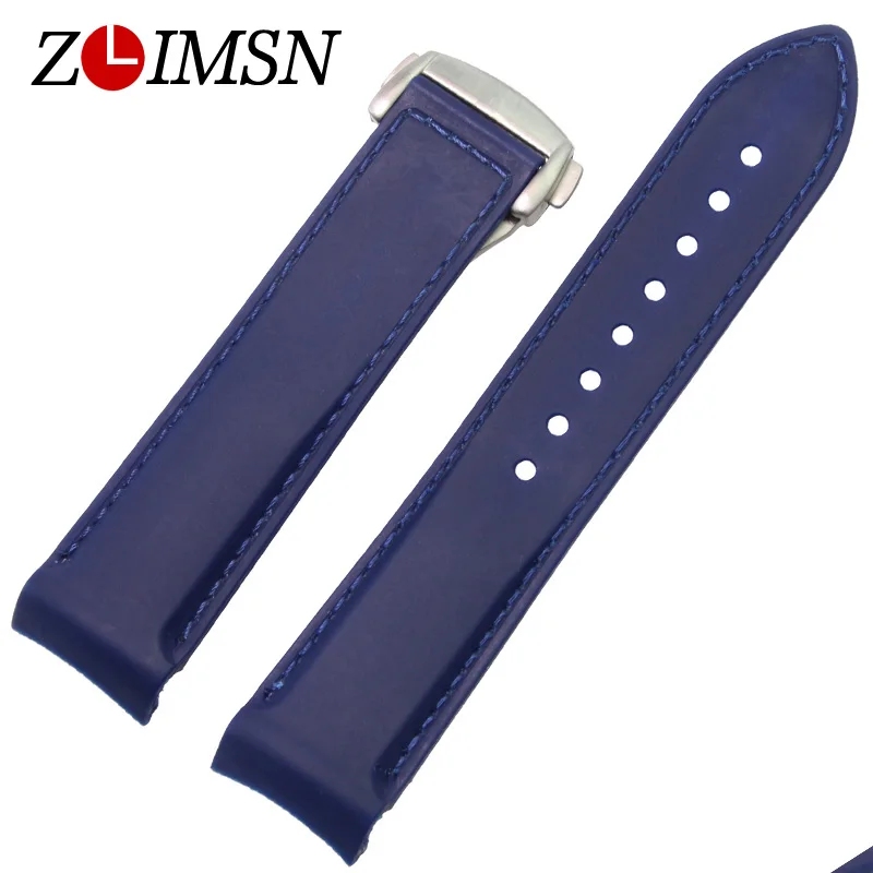 ZLIMSN Rubber Silicone Watch Bands For Omega Seamaster Ocean 232 Folding Buckle Strap Brand Watchband Sports 22mm