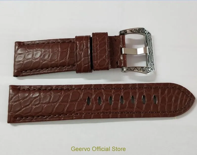 Ремешок для часов 24 мм коричневый ремешок из натуральной кожи крокодила с