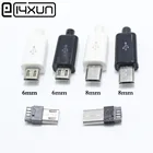 10 шт., 5 штырьков Micro USB, штекер-коннектор, зарядное устройство, 5P, USB-разъем для зарядки 4 в 1, белый, черный