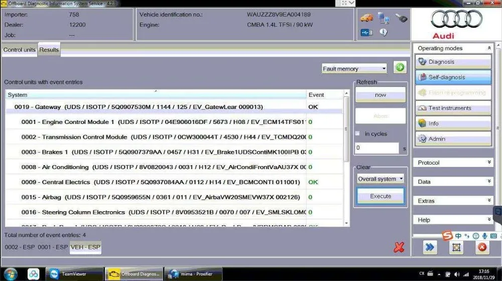 Вход в учетную запись онлайн кодирования ODIS единовременное обслуживание для