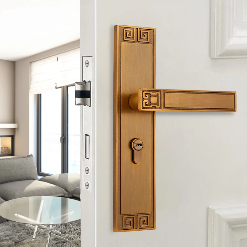 

High Quality Indoor Bedroom Split Door Lock Modern Retro Cyan Handle Mechanical Lock with 3 Key Kitchen Bedroom Hardware Locks