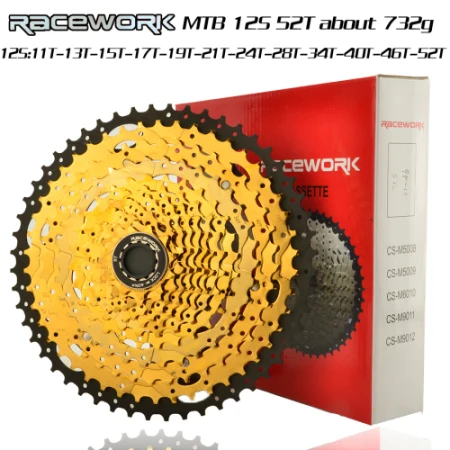 RACEWORK MTB дорожный 11s 12s Geschwindigkeit 42t46t50t Freilauf Breite Verhaltnis горный велосипед Fahrrad Schwungrad - Цвет: MTB Gold 12S 52T