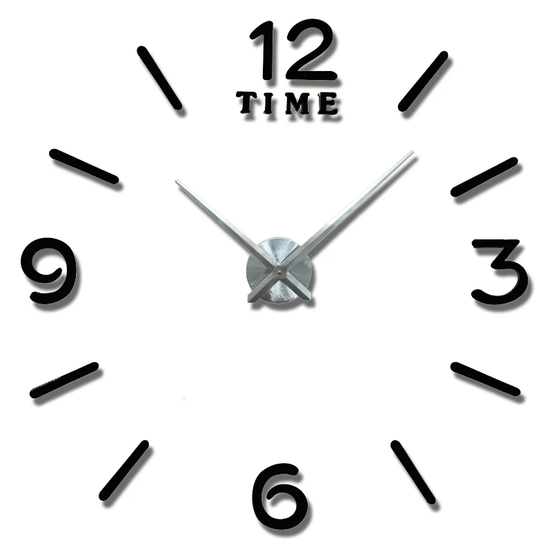 wall clock black Светящиеся Настенные часы большие люминесцентные часы Horloge 3D DIY акриловые зеркальные наклейки кварцевые Duvar Saat Klock современный mute reloj - Цвет: wall clock black