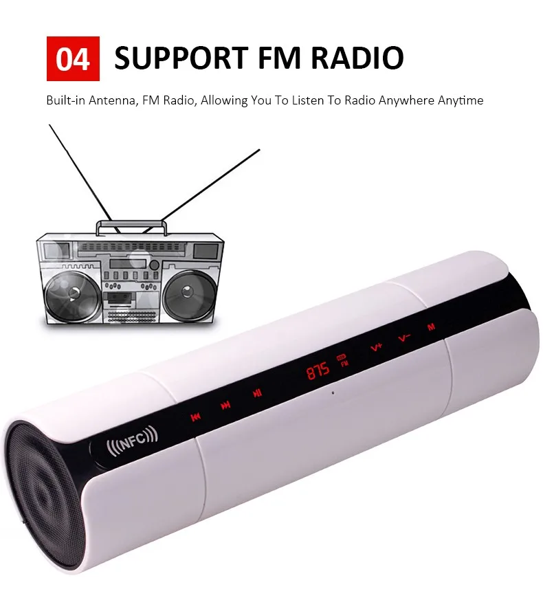 KR8800 сенсорный экран супер бас стерео USB NFC Беспроводной Bluetooth динамик с микрофоном, fm-радио, TF слот для карты