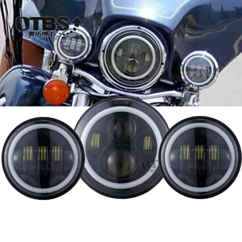 

Moto LED передсветильник РА 7 ''Moto r, фара «глаза ангела» с 4,5 светодиодными противотуманными фарами moto rcycle 7'', кронштейн для путешествий, Trike Softail