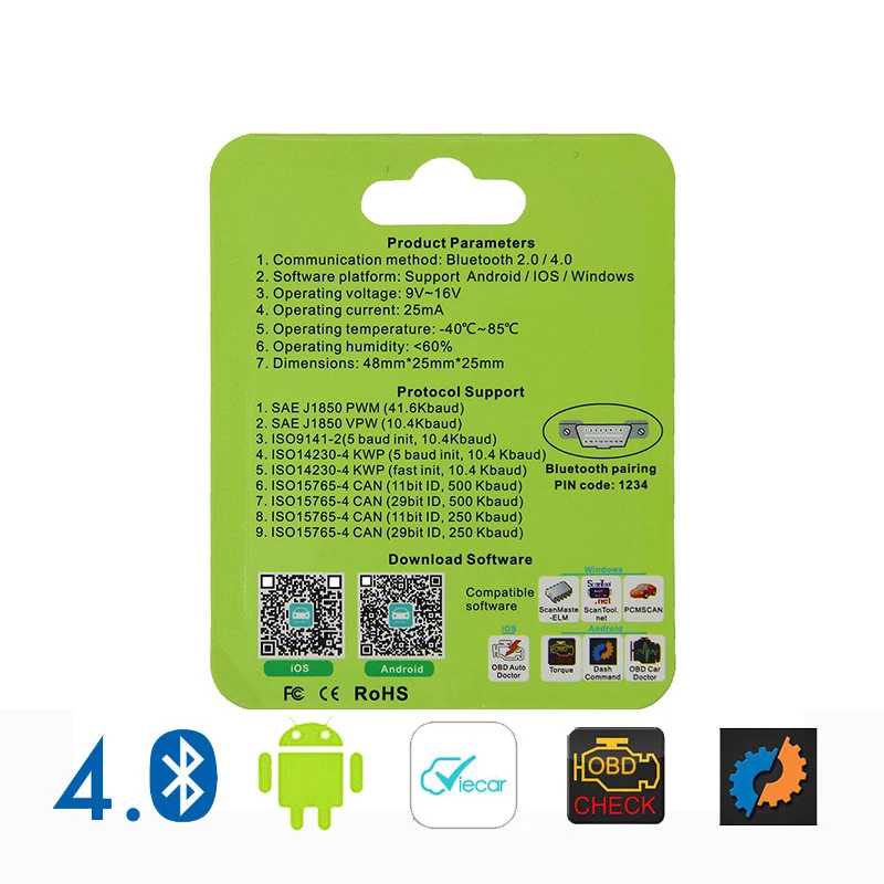 Автомобильный сканер Elm327 Bluetooth OBD2 мини ELM 327 OBD 2 Eml327 4 0 диагностический для