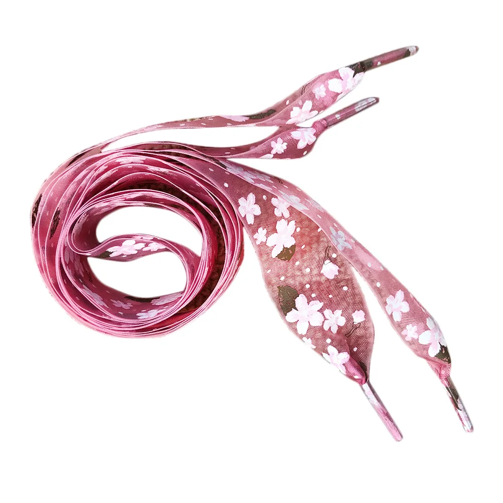

1 Pair Snowflake Yarn Flat Satin Silk Ribbon Shoelaces Strings Party Xmas Merry Christmas Nice Fashion Floral Print Shoelaces