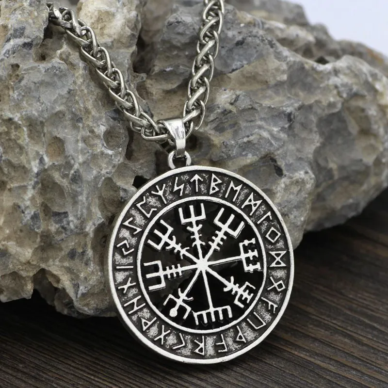 Викинг один символ Рунический амулет Олли цепь Подвеска с компасом Vegvisir модное ожерелье