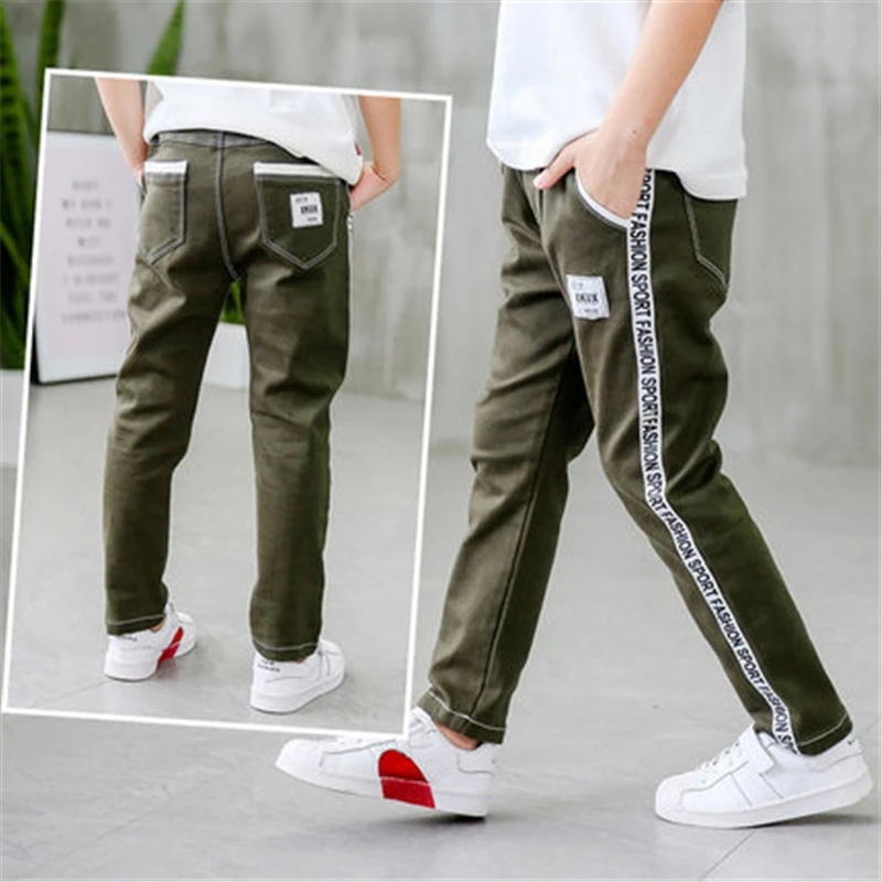 Весна 2019 детские джинсы для мальчиков однотонные тонкие маленьких длинные брюки