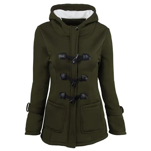 Women Causal Coat 2018 Autumn Witner Women's Overcoat Female Hooded Zipper Horn Button Outwear Jacket Casaco Feminino | Женская