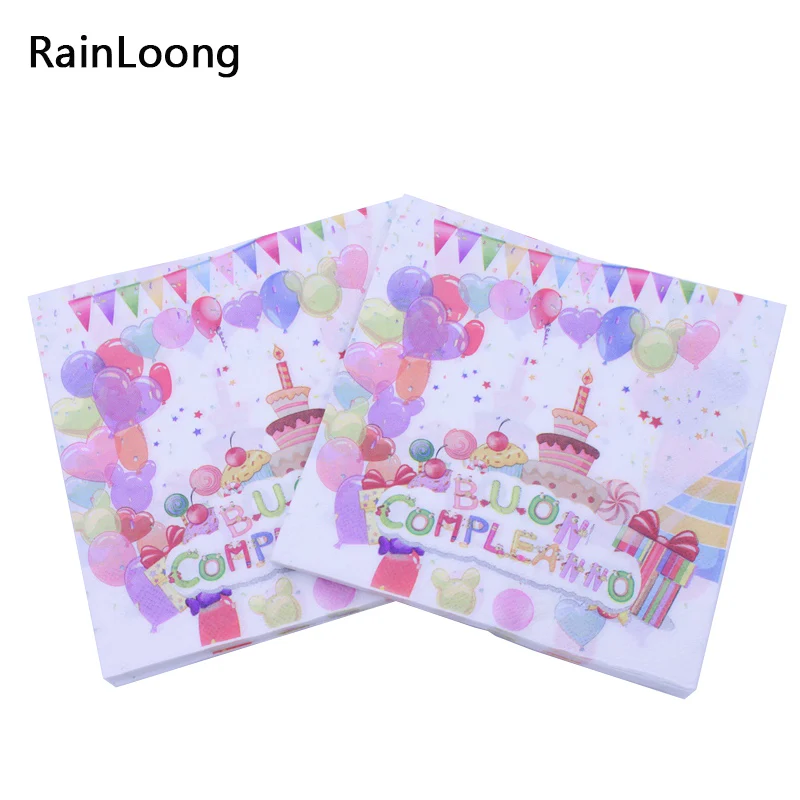 [RainLoong] Buon Compleanno салфетка с принтом для дня рождения украшения ткани декор салфетки 33*33 см 1 упак./лот