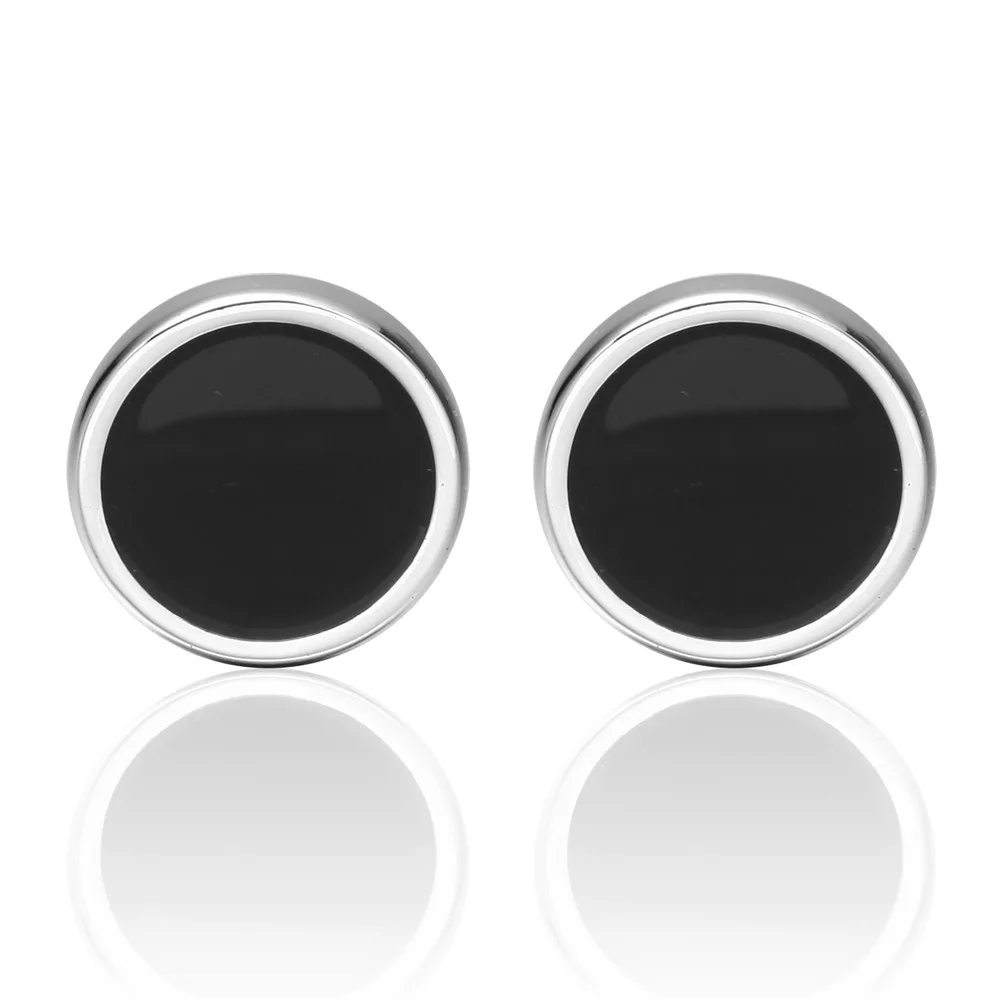 Акция! 3 пары высокое качество эмаль черные круглые роскошные запонки для мужчин