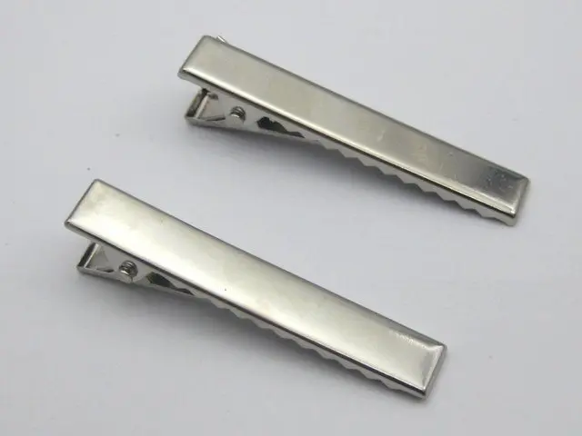 

50 Silver-plate Pinch Alligator Hair Clips 45mm with Teeth Bows