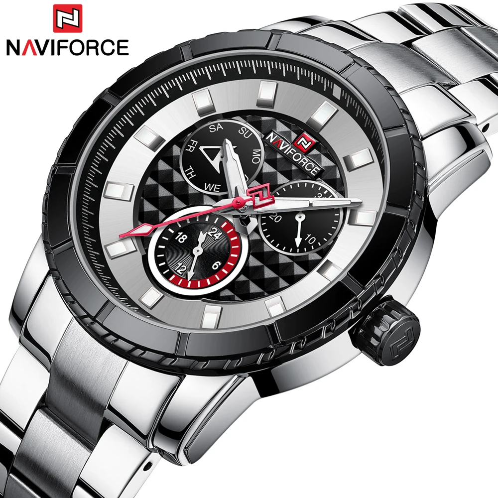 Часы наручные NAVIFORCE Мужские кварцевые роскошные брендовые модные повседневные