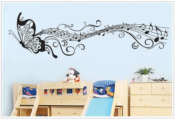 Наклейки на стену с изображением бабочек музыкальных заметок школьницы сделай