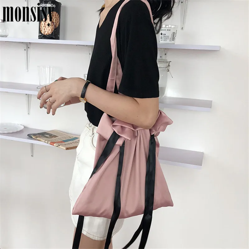 Monsisy 2019 женская сумка для покупок Женская Глянцевая через плечо модная атласная