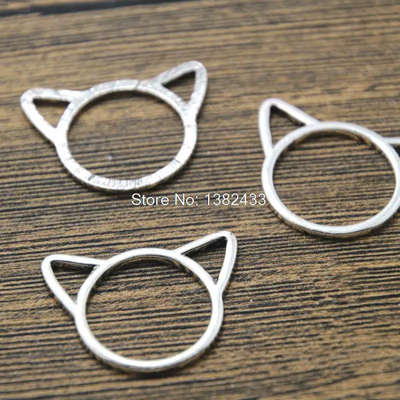 10 шт. амулеты серебристого оттенка в виде кошачьей головы 30x29 мм|charm pendant|charms