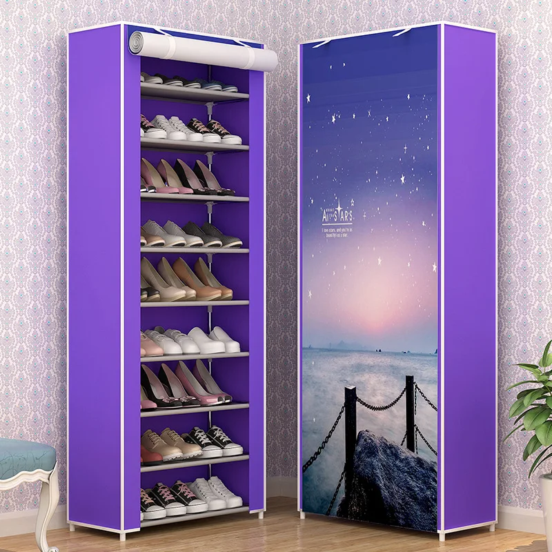 10 уровневая Простая Стойка для обуви Пылезащитная многослойная стойка