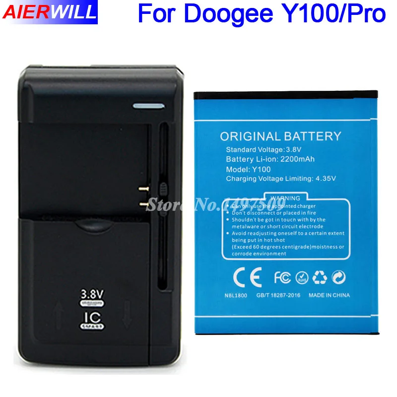 Для DOOGEE Valencia 2 Y100 Аккумулятор Pro AKKU батарея 2200 мАч + универсальное зарядное