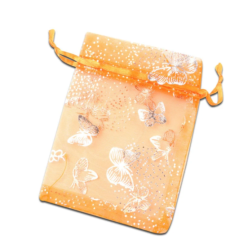 Orange 100 шт Смешанные 7x9 см 9x12 см сумки из органзы Свадебная вечеринка бижутерия для декорирования конфет Drawable Упаковка Дисплей и подарочные пакеты сумки - Цвет: Orange