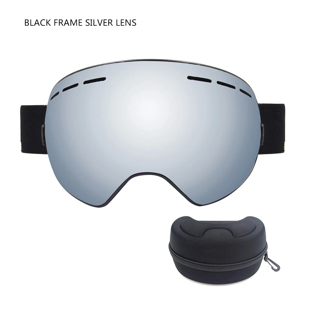 BlackFrame SilverLen Профессиональные взрослых ветрозащитные лыжные очки Восхождение двухэтажный сноуборд Лыжный Спорт очки Альпинизм Анти-туман объектив очки - Цвет: BlackFrame SilverLen