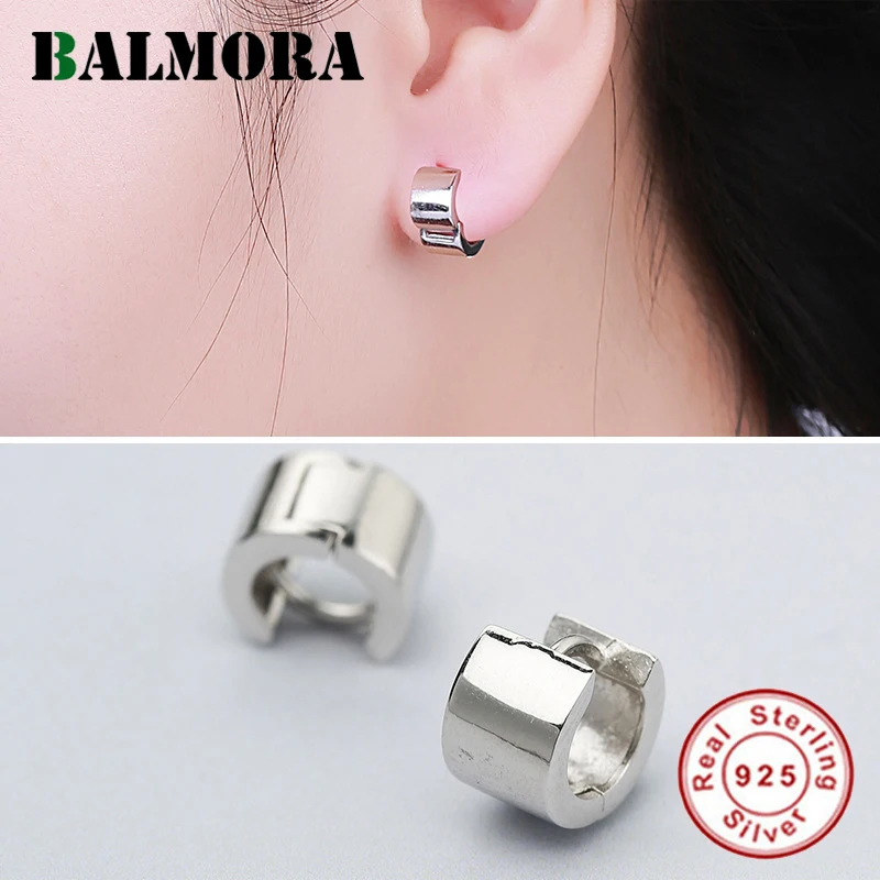 BALMORA,, настоящее 925 пробы, серебряные, простые, запонки, клипсы, серьги для женщин, маленькие, обруч, Huggie, серьги, ювелирное изделие, YJE0156