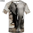 Футболка мужская с 3d-изображением слона, Повседневная рубашка с принтом животных, серая смешная с абстрактным принтом аниме на стену