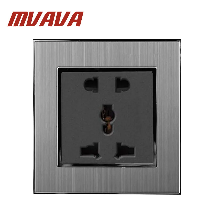 Mvava 5 контактов универсальный Sokcet 10A 16A AC 110 250 В матовый серебристый сатиновый