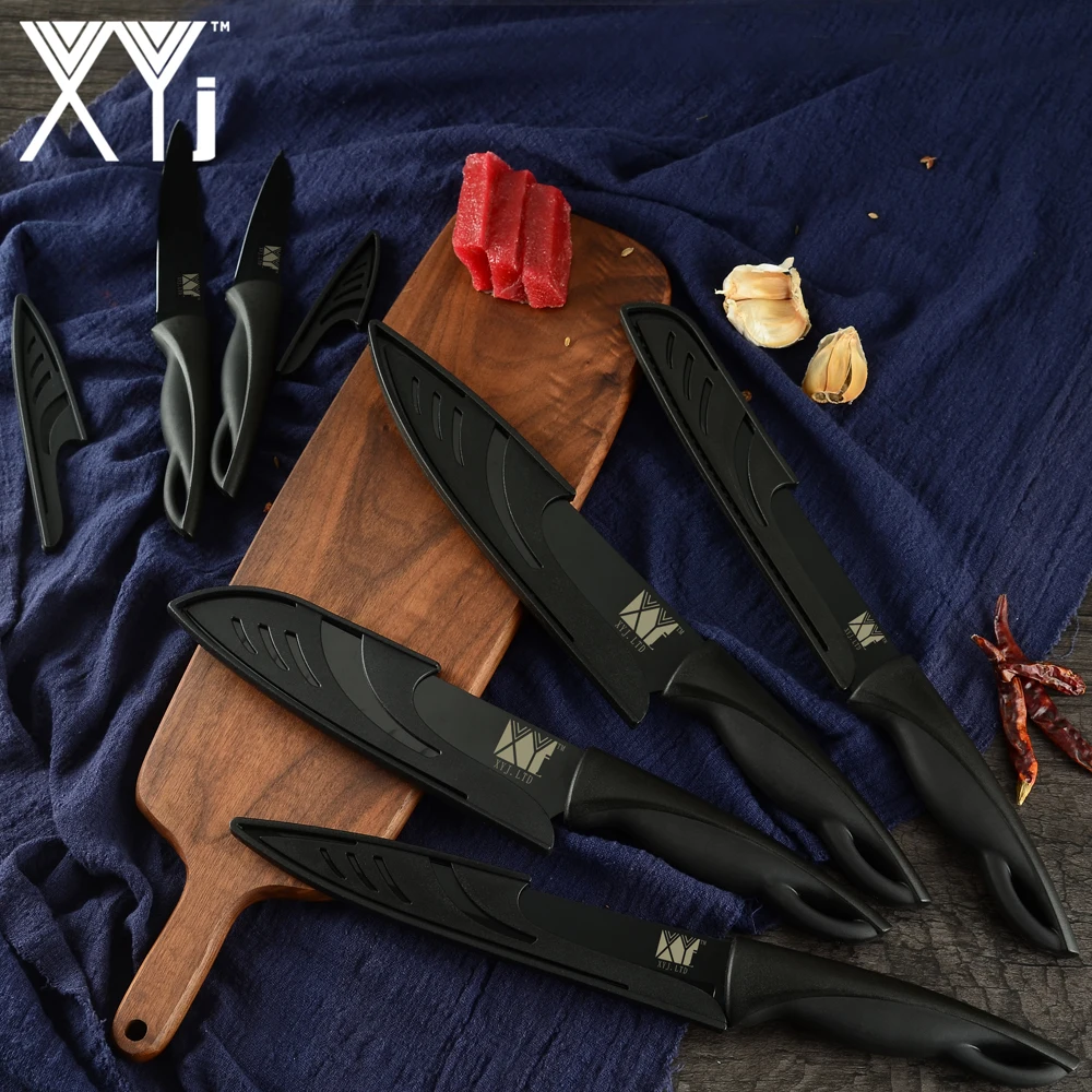 XYj Кливер кухонный нож Японский стальной нож шеф-повара Santoku фруктовое устройство резки овощей с крышкой для бытовой повара