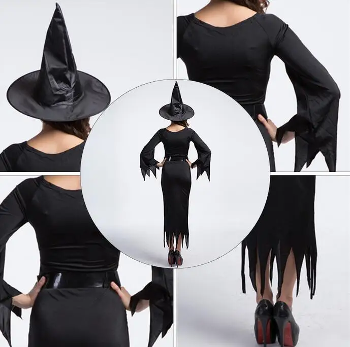 Black Witch Costume Deluxe Adult Womens Magic Moment Halloween Fancy Dress |
