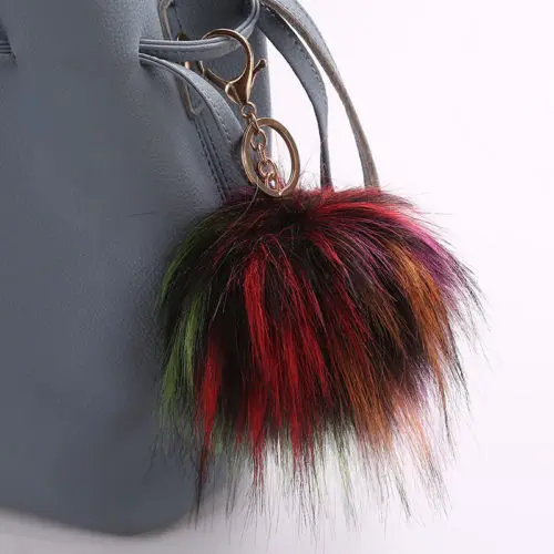 

Soft 13CM Fluffy Rabbit Fur Ball Key Bag Rings Charm Clip Fuzzy Bag Accessories