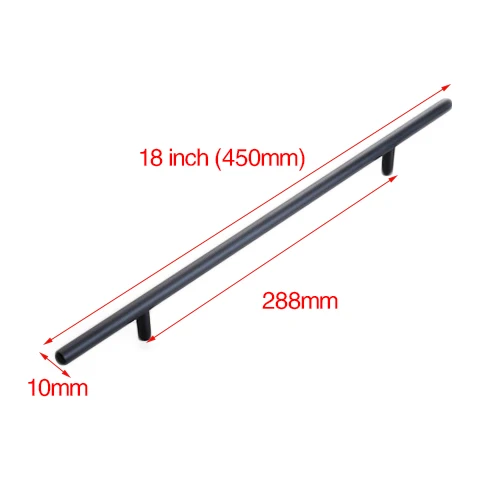 288mm - 18 inch "~ 24" кухонные дверные Т-образные прямые ручки, ручки для шкафа, диаметр 10 мм, ручки из нержавеющей стали, мебельная фурнитура - Цвет: 288mm - 18 inch