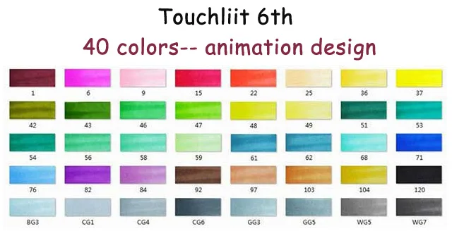 Touchliit художественный маркер 204 цветов спиртовой масляной маркер двухсторонний мелкий кончик художественная живопись для аниме/здания/одежды/ландшафта - Цвет: 40 anime design