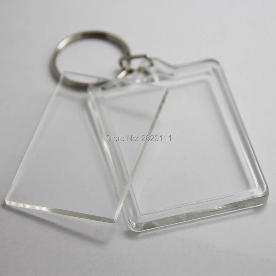 Оптовая продажа 50 шт. пустые акриловые квадратные и прямоугольные фото брелки
