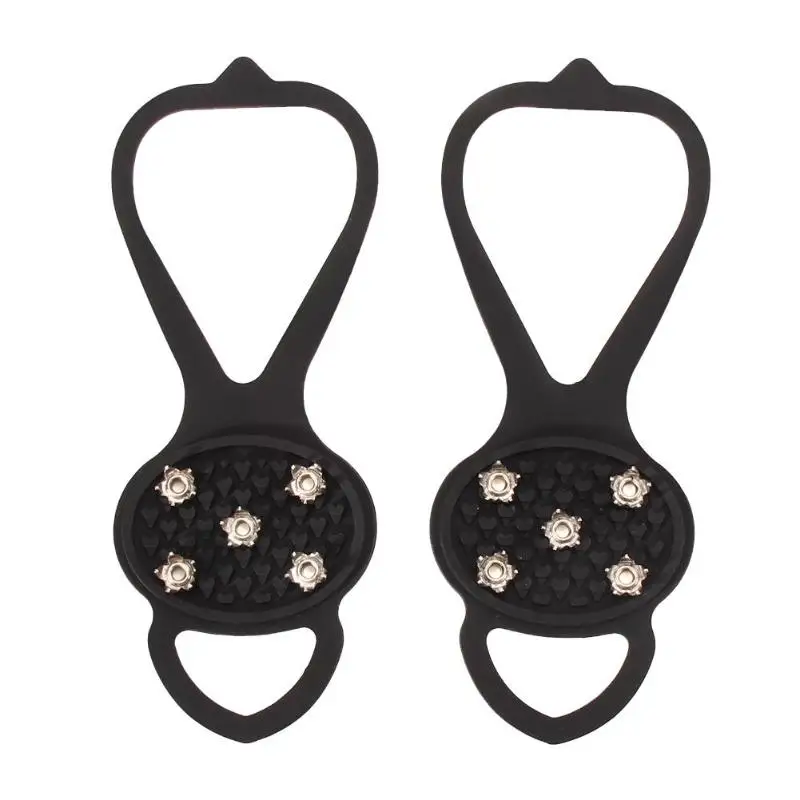 M 22-26cm 1 пара 5 зуб кошки Открытый Альпинизм Пешие прогулки ноги Снег обувь Шипы против льда зимние противоскользящие ледяной захват - Цвет: M 22-26cm