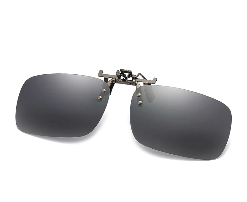 Gray Lens Мужские поляризованные солнцезащитные очки с металлическими клипсами, женские квадратные оправы, откидные солнцезащитные очки с линзами, мужские очки с клипсами, uv400, высокое качество - Цвет линз: Gray Lens