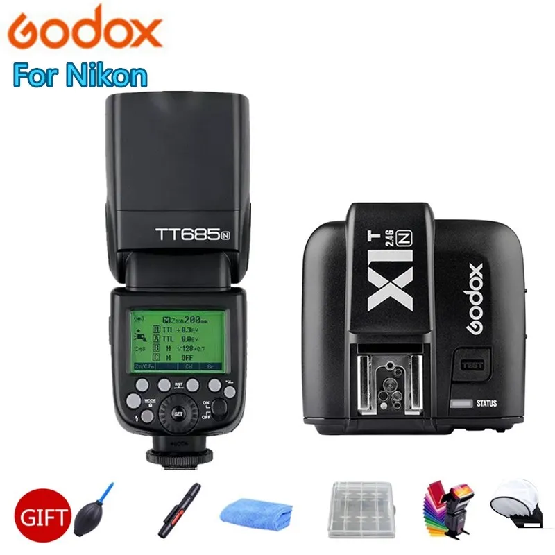 

Godox TT685N Flash 2.4G HSS 1/8000s i-TTL GN60 Wireless Speedlite + X1T-N Trigger Transmitter for Nikon D7100 D5200 D810 + Gift